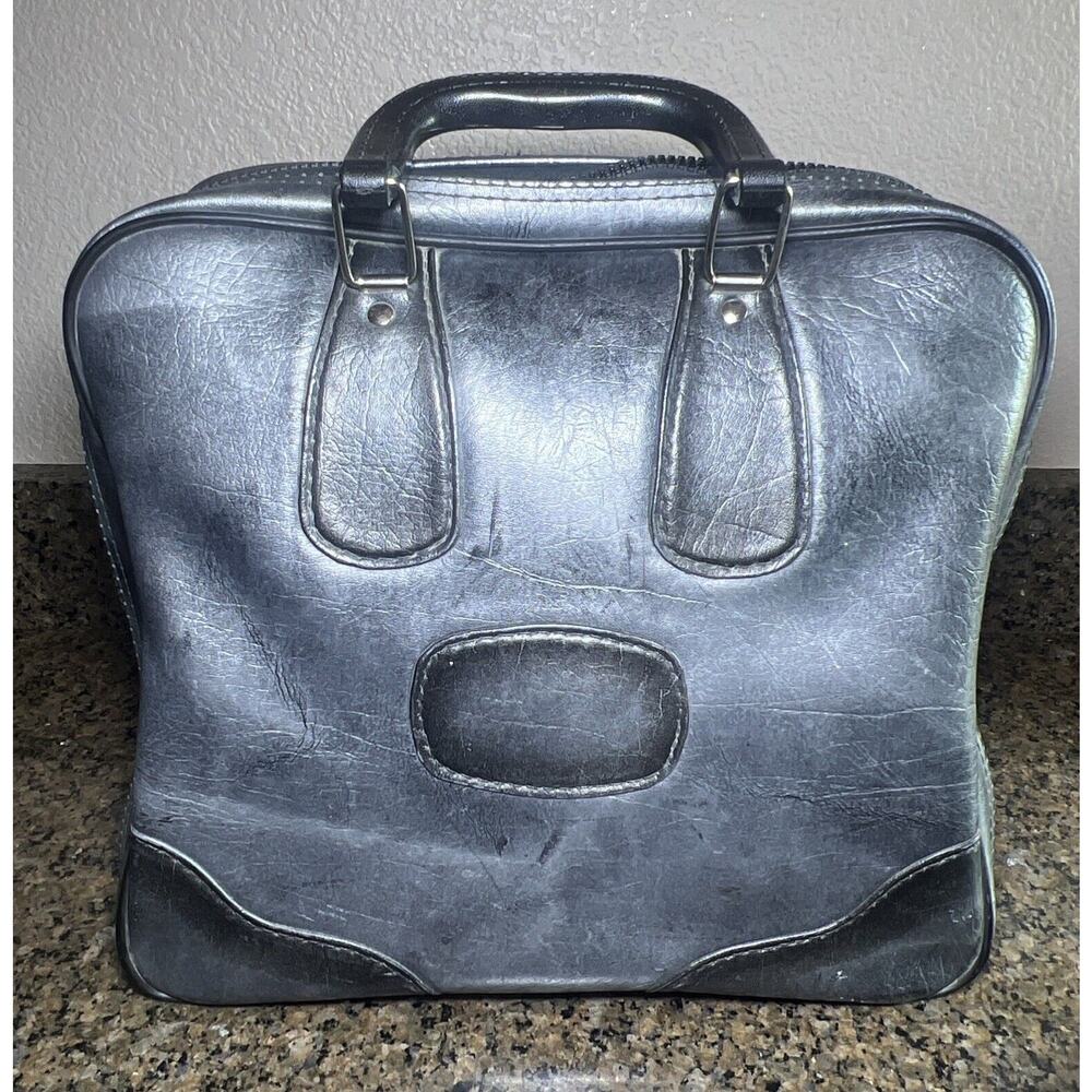 Vintage Scovill Bowling Bag Gray Black Metal Rack Single Ball